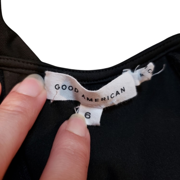 Good American Black Mesh Panel Corset Thong Bodysuit Size 6 - Picture 5 of 5